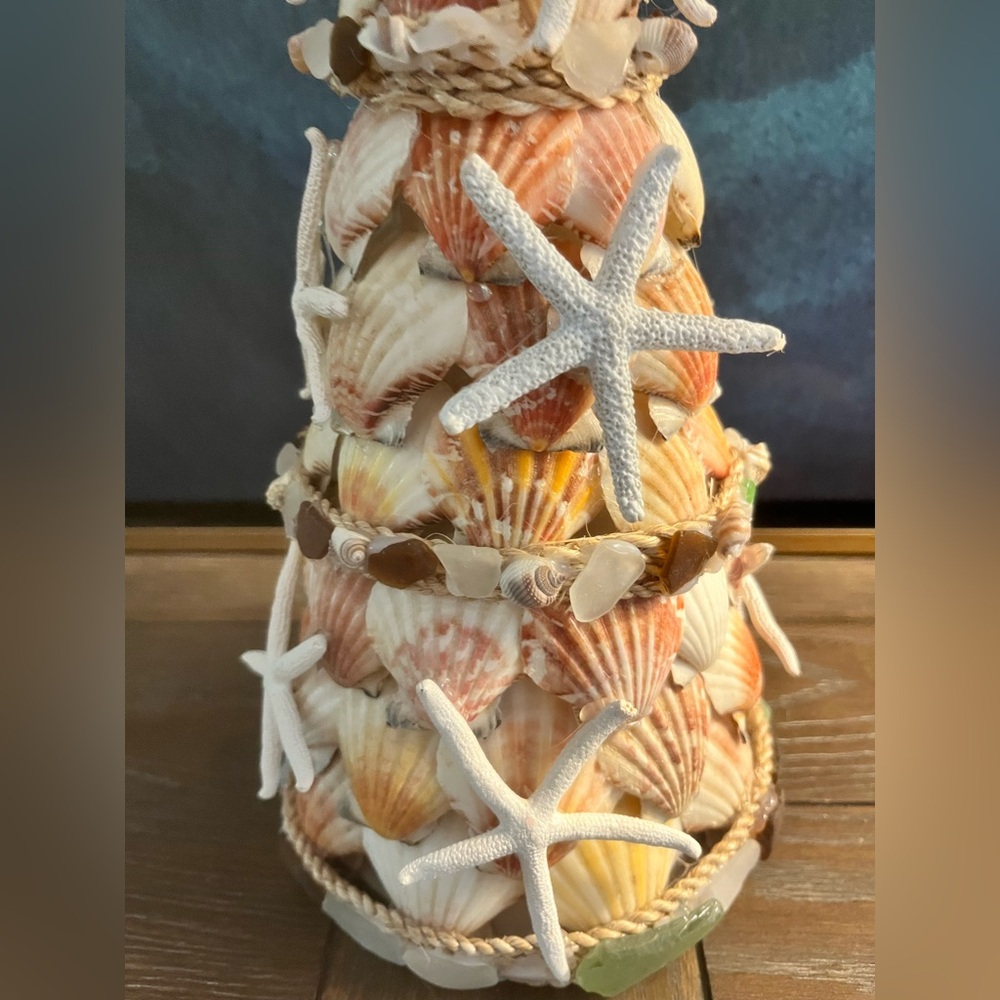 Custom Coastal Shell + Sea Glass Christmas Tree NEW - Picture 3 of 7